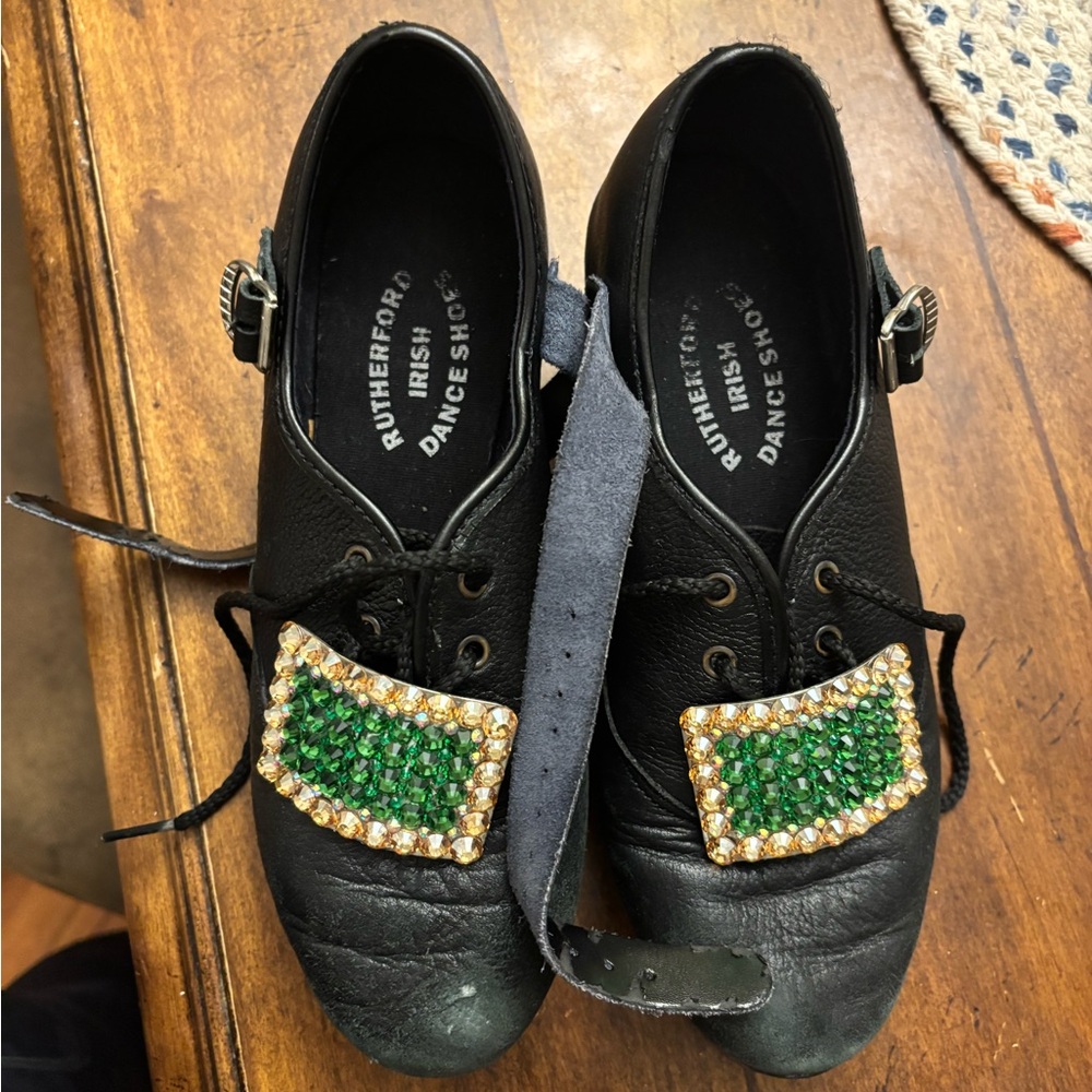 Black Irish  Lace-Up Dance shoes with Green & Gold Accents